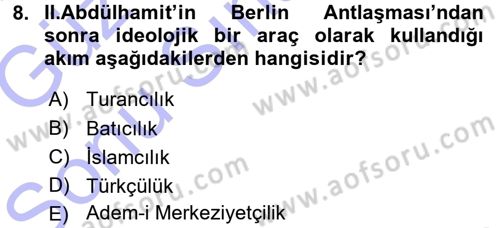 Türk İdare Tarihi Dersi 2015 - 2016 Yılı (Final) Dönem Sonu Sınav Soruları 8. Soru