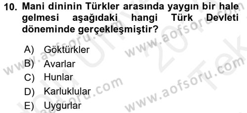 Türk İdare Tarihi Dersi 2015 - 2016 Yılı Tek Ders Sınav Soruları 10. Soru