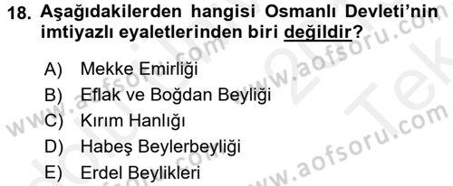Türk İdare Tarihi Dersi 2015 - 2016 Yılı Tek Ders Sınav Soruları 18. Soru