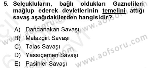 Türk İdare Tarihi Dersi 2015 - 2016 Yılı Tek Ders Sınav Soruları 5. Soru
