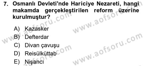 Türk İdare Tarihi Dersi 2015 - 2016 Yılı Tek Ders Sınav Soruları 7. Soru