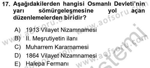 Türk İdare Tarihi Dersi 2016 - 2017 Yılı 3 Ders Sınav Soruları 17. Soru