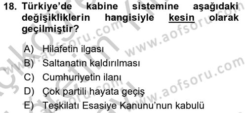 Türk İdare Tarihi Dersi 2016 - 2017 Yılı 3 Ders Sınav Soruları 18. Soru