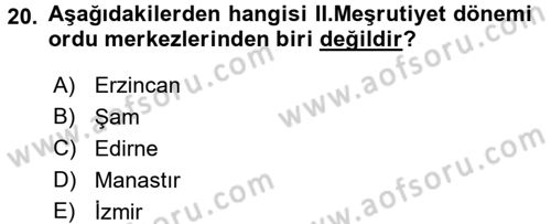 Türk İdare Tarihi Dersi 2016 - 2017 Yılı 3 Ders Sınav Soruları 20. Soru
