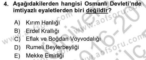 Türk İdare Tarihi Dersi 2016 - 2017 Yılı 3 Ders Sınav Soruları 4. Soru