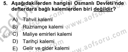 Türk İdare Tarihi Dersi 2016 - 2017 Yılı 3 Ders Sınav Soruları 5. Soru