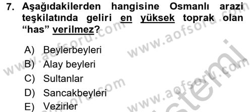 Türk İdare Tarihi Dersi 2016 - 2017 Yılı 3 Ders Sınav Soruları 7. Soru