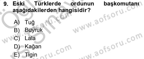 Türk İdare Tarihi Dersi 2016 - 2017 Yılı 3 Ders Sınav Soruları 9. Soru