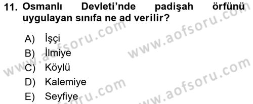 Türk İdare Tarihi Dersi 2016 - 2017 Yılı (Vize) Ara Sınav Soruları 11. Soru