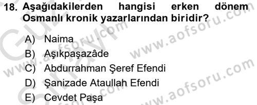 Türk İdare Tarihi Dersi Ara Sınavı Deneme Sınav Soruları 18. Soru