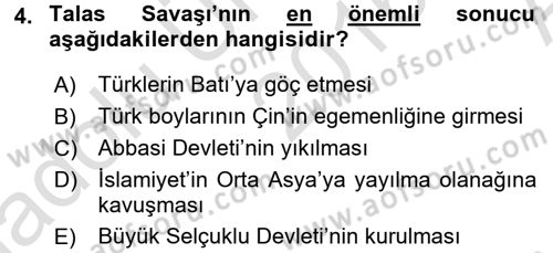 Türk İdare Tarihi Dersi 2016 - 2017 Yılı (Vize) Ara Sınav Soruları 4. Soru