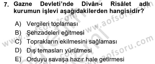 Türk İdare Tarihi Dersi 2016 - 2017 Yılı (Vize) Ara Sınav Soruları 7. Soru