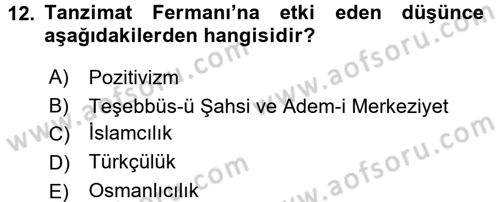 Türk İdare Tarihi Dersi 2016 - 2017 Yılı (Final) Dönem Sonu Sınav Soruları 12. Soru