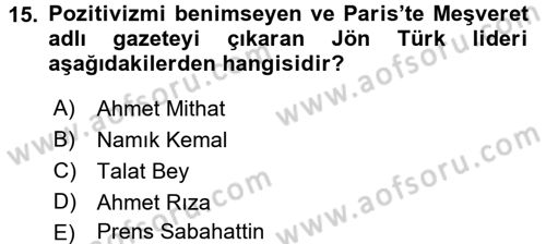 Türk İdare Tarihi Dersi 2016 - 2017 Yılı (Final) Dönem Sonu Sınav Soruları 15. Soru