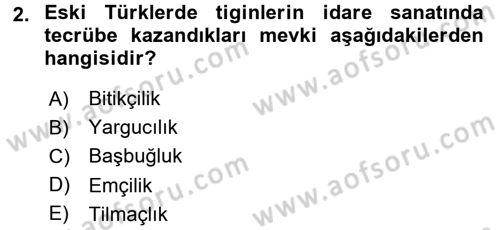 Türk İdare Tarihi Dersi 2016 - 2017 Yılı (Final) Dönem Sonu Sınav Soruları 2. Soru