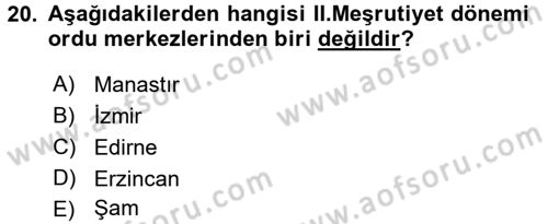 Türk İdare Tarihi Dersi 2016 - 2017 Yılı (Final) Dönem Sonu Sınav Soruları 20. Soru