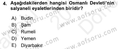 Türk İdare Tarihi Dersi 2016 - 2017 Yılı (Final) Dönem Sonu Sınav Soruları 4. Soru