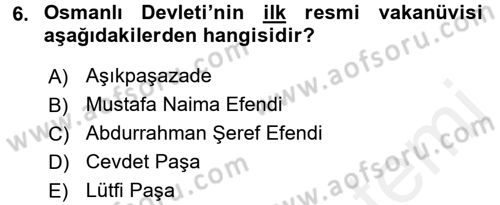 Türk İdare Tarihi Dersi 2016 - 2017 Yılı (Final) Dönem Sonu Sınav Soruları 6. Soru