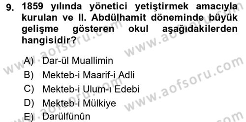 Türk İdare Tarihi Dersi 2016 - 2017 Yılı (Final) Dönem Sonu Sınav Soruları 9. Soru