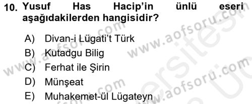 Türk İdare Tarihi Dersi 2017 - 2018 Yılı 3 Ders Sınav Soruları 10. Soru