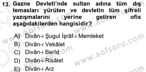 Türk İdare Tarihi Dersi 2017 - 2018 Yılı 3 Ders Sınav Soruları 13. Soru