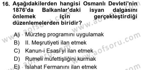 Türk İdare Tarihi Dersi 2017 - 2018 Yılı 3 Ders Sınav Soruları 16. Soru