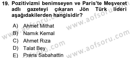 Türk İdare Tarihi Dersi 2017 - 2018 Yılı 3 Ders Sınav Soruları 19. Soru