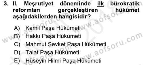 Türk İdare Tarihi Dersi 2017 - 2018 Yılı 3 Ders Sınav Soruları 3. Soru