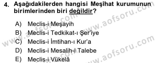 Türk İdare Tarihi Dersi 2017 - 2018 Yılı 3 Ders Sınav Soruları 4. Soru