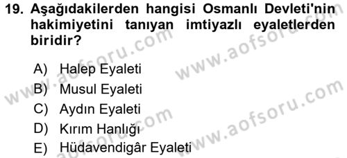 Türk İdare Tarihi Dersi 2017 - 2018 Yılı (Vize) Ara Sınav Soruları 19. Soru