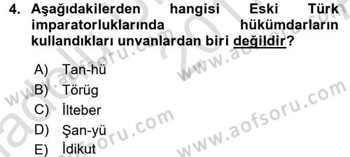 Türk İdare Tarihi Dersi Ara Sınavı Deneme Sınav Soruları 4. Soru