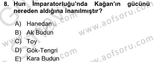 Türk İdare Tarihi Dersi 2017 - 2018 Yılı (Vize) Ara Sınav Soruları 8. Soru
