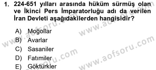 Türk İdare Tarihi Dersi 2017 - 2018 Yılı (Final) Dönem Sonu Sınav Soruları 1. Soru
