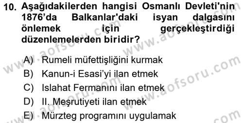 Türk İdare Tarihi Dersi 2017 - 2018 Yılı (Final) Dönem Sonu Sınav Soruları 10. Soru