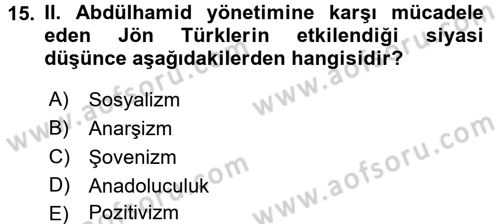 Türk İdare Tarihi Dersi 2017 - 2018 Yılı (Final) Dönem Sonu Sınav Soruları 15. Soru