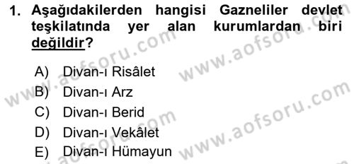 Türk İdare Tarihi Dersi 2018 - 2019 Yılı 3 Ders Sınav Soruları 1. Soru