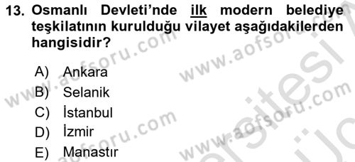 Türk İdare Tarihi Dersi 2018 - 2019 Yılı 3 Ders Sınav Soruları 13. Soru