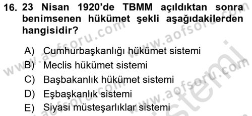 Türk İdare Tarihi Dersi 2018 - 2019 Yılı 3 Ders Sınav Soruları 16. Soru