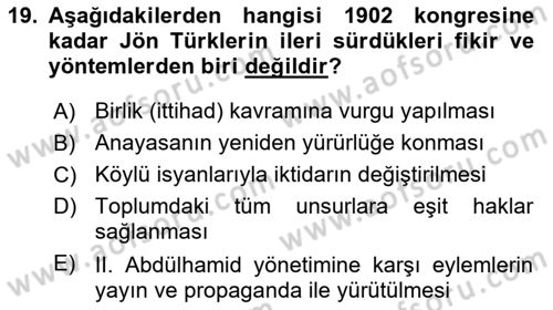 Türk İdare Tarihi Dersi 2018 - 2019 Yılı 3 Ders Sınav Soruları 19. Soru