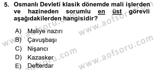 Türk İdare Tarihi Dersi 2018 - 2019 Yılı 3 Ders Sınav Soruları 5. Soru