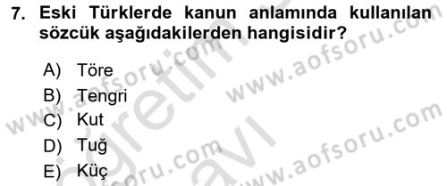 Türk İdare Tarihi Dersi 2018 - 2019 Yılı 3 Ders Sınav Soruları 7. Soru