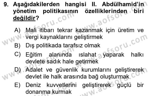 Türk İdare Tarihi Dersi 2018 - 2019 Yılı 3 Ders Sınav Soruları 9. Soru