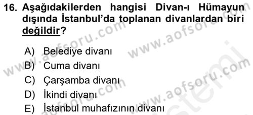 Türk İdare Tarihi Dersi 2018 - 2019 Yılı (Vize) Ara Sınav Soruları 16. Soru