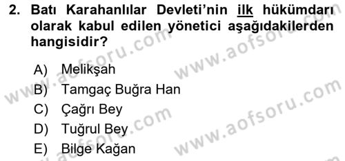 Türk İdare Tarihi Dersi 2018 - 2019 Yılı (Vize) Ara Sınav Soruları 2. Soru