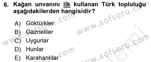 Türk İdare Tarihi Dersi 2018 - 2019 Yılı (Vize) Ara Sınav Soruları 6. Soru