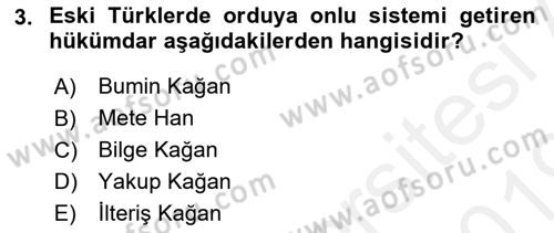 Türk İdare Tarihi Dersi 2018 - 2019 Yılı (Final) Dönem Sonu Sınav Soruları 3. Soru
