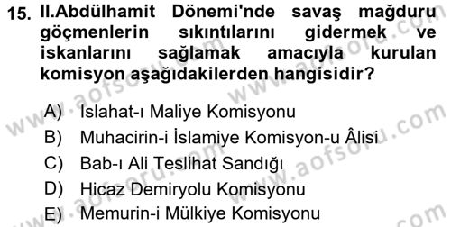 Türk İdare Tarihi Dersi 2018 - 2019 Yılı Yaz Okulu Sınav Soruları 15. Soru