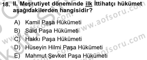 Türk İdare Tarihi Dersi 2018 - 2019 Yılı Yaz Okulu Sınav Soruları 18. Soru