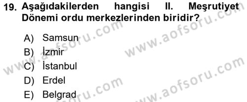 Türk İdare Tarihi Dersi 2018 - 2019 Yılı Yaz Okulu Sınav Soruları 19. Soru