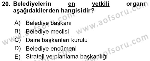 Türk İdare Tarihi Dersi 2018 - 2019 Yılı Yaz Okulu Sınav Soruları 20. Soru